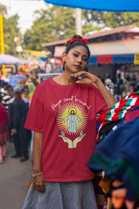 . PRAYER CANNOT BE CENSORED Plus Size Heavy Weight Christian T-Shirt (S-5XL): Women's Hanes Beefy-T® - FREE SHIPPING