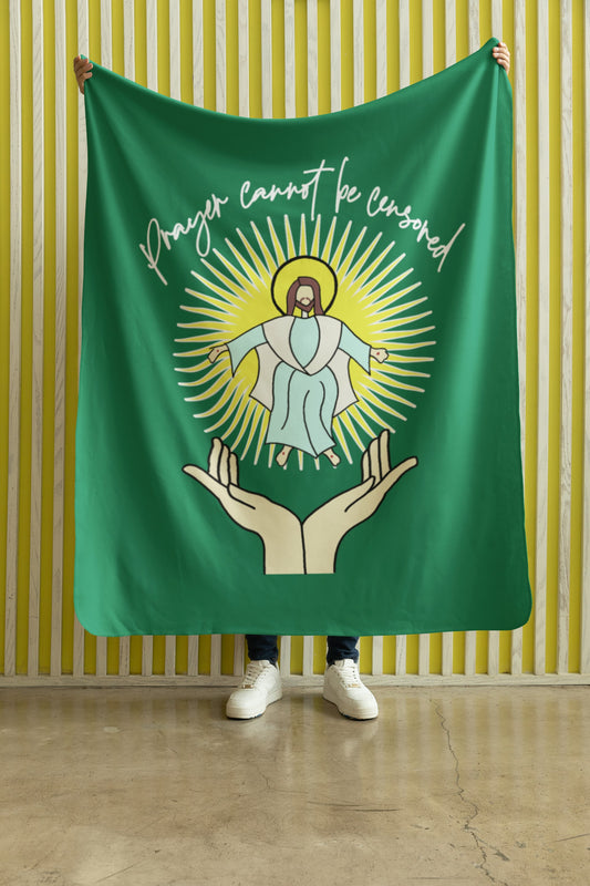 PRAYER CANNOT BE CENSORED Light Weight Velveteen Plush Blanket (3 sizes available) - FREE SHIPPING