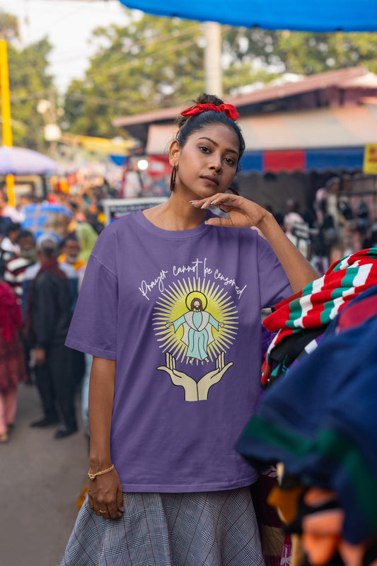 . PRAYER CANNOT BE CENSORED Plus Size Heavy Weight Christian T-Shirt (S-5XL): Women's Hanes Beefy-T® - FREE SHIPPING