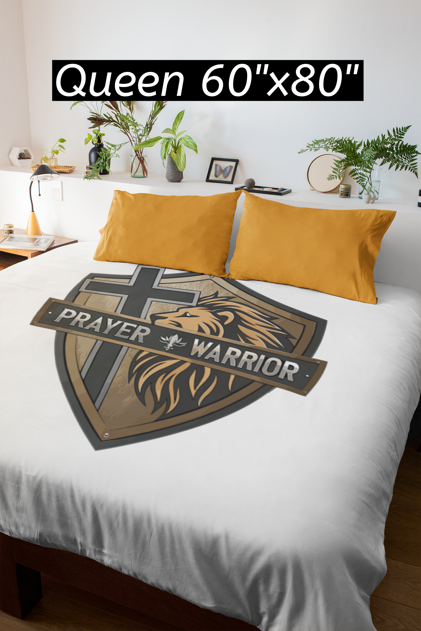 PRAYER WARRIOR Light Weight Christian Velveteen Plush Blanket (3 sizes available) - FREE SHIPPING