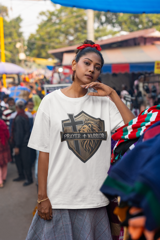 . PRAYER WARRIOR Plus Size Heavy Weight Christian T-Shirt (S-5XL): Women's Hanes Beefy-T®