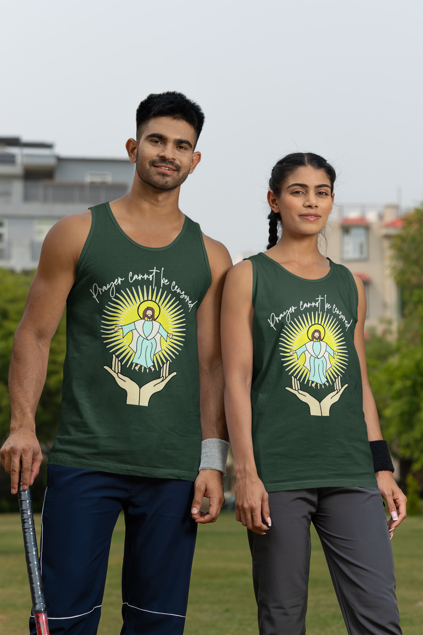 PRAYER CANNOT BE CENSORED Medium Weight Patriotic Christian Tank Top (S-2XL): Men's & Women's 5200 - FREE SHIPPING