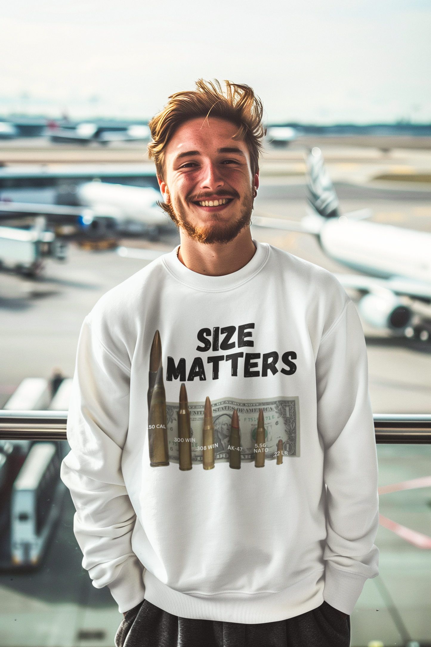 SIZE MATTERS Heavy Weight Patriotic Sweatshirt (S-5XL): Men's Gildan 18000 - FREE SHIPPING