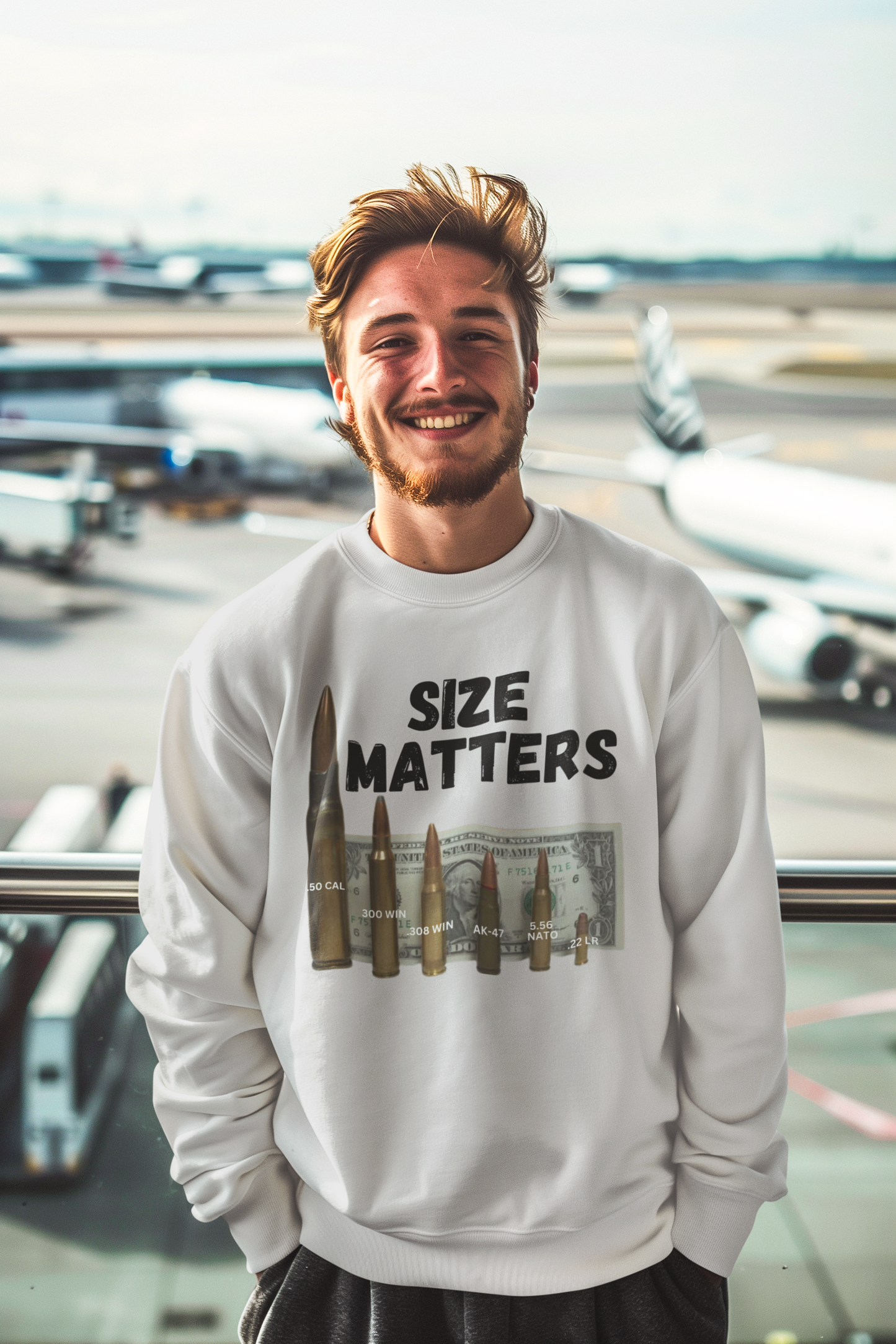 SIZE MATTERS Heavy Weight Patriotic Sweatshirt (S-5XL): Men's Gildan 18000 - FREE SHIPPING