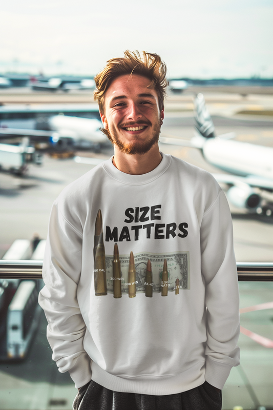 SIZE MATTERS Heavy Weight Patriotic Sweatshirt (S-5XL): Men's Gildan 18000 - FREE SHIPPING