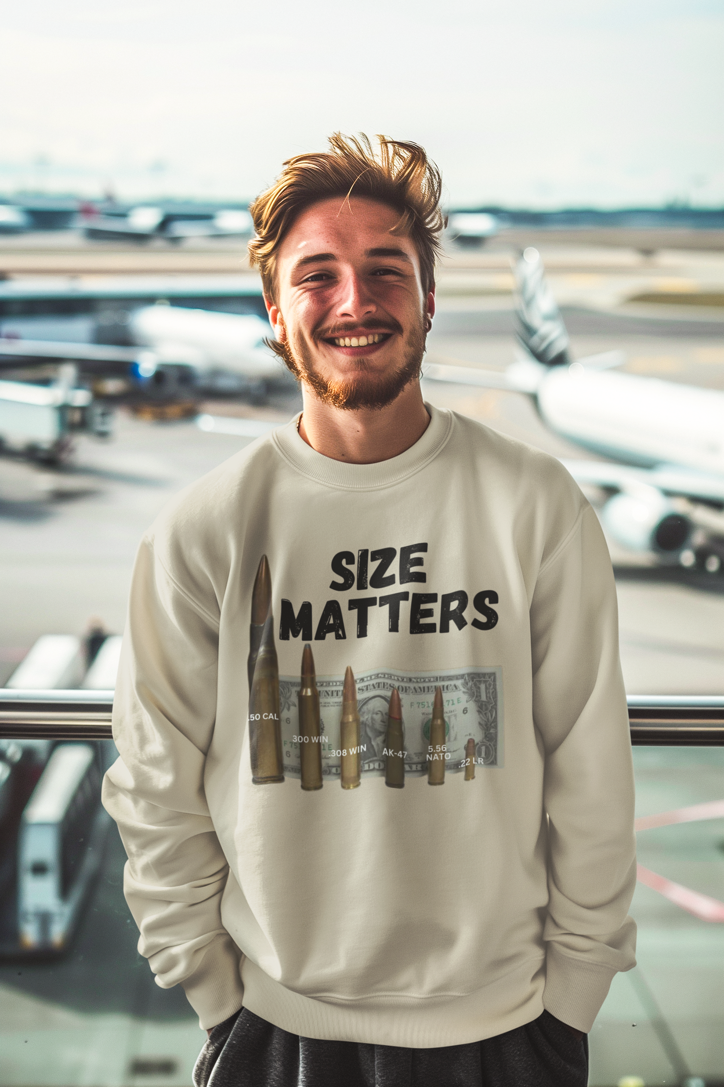 SIZE MATTERS Heavy Weight Patriotic Sweatshirt (S-5XL): Men's Gildan 18000 - FREE SHIPPING