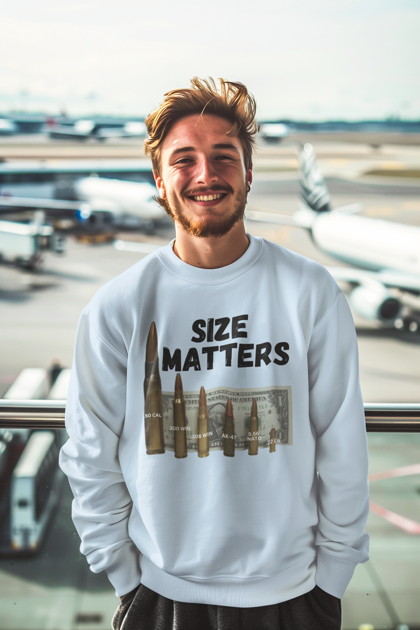 SIZE MATTERS Heavy Weight Patriotic Sweatshirt (S-5XL): Men's Gildan 18000 - FREE SHIPPING