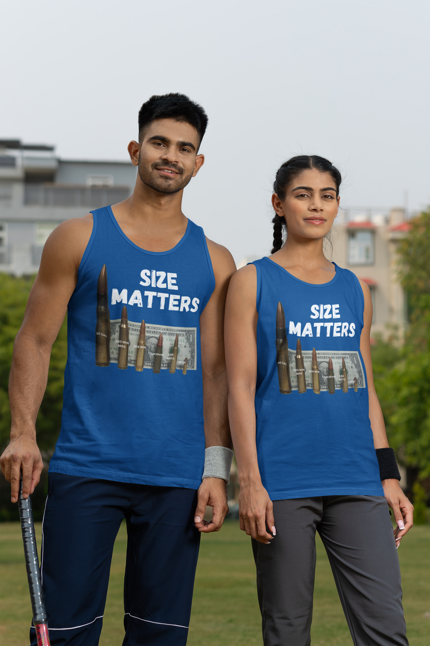 SIZE MATTERS Medium Weight Patriotic Military Tank Top (S-2XL): Men's & Women's 5200 - FREE SHIPPING