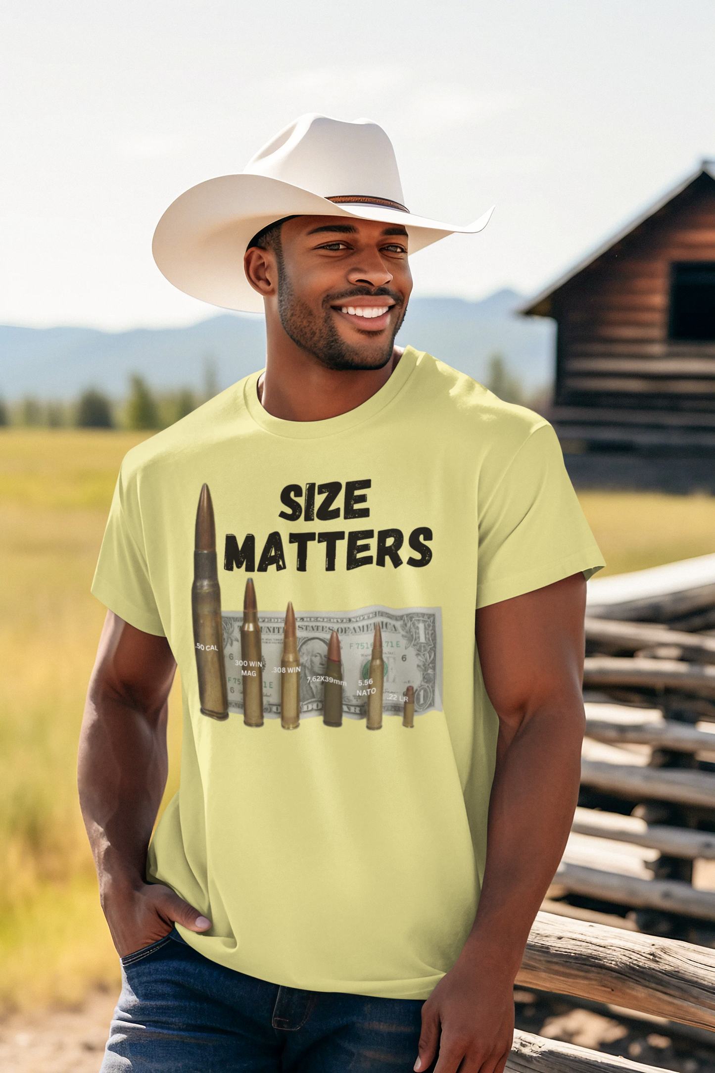 SIZE MATTERS Patriotic T-Shirt (S-5XL): Men's Medium Weight Gildan 5000 - FREE SHIPPING