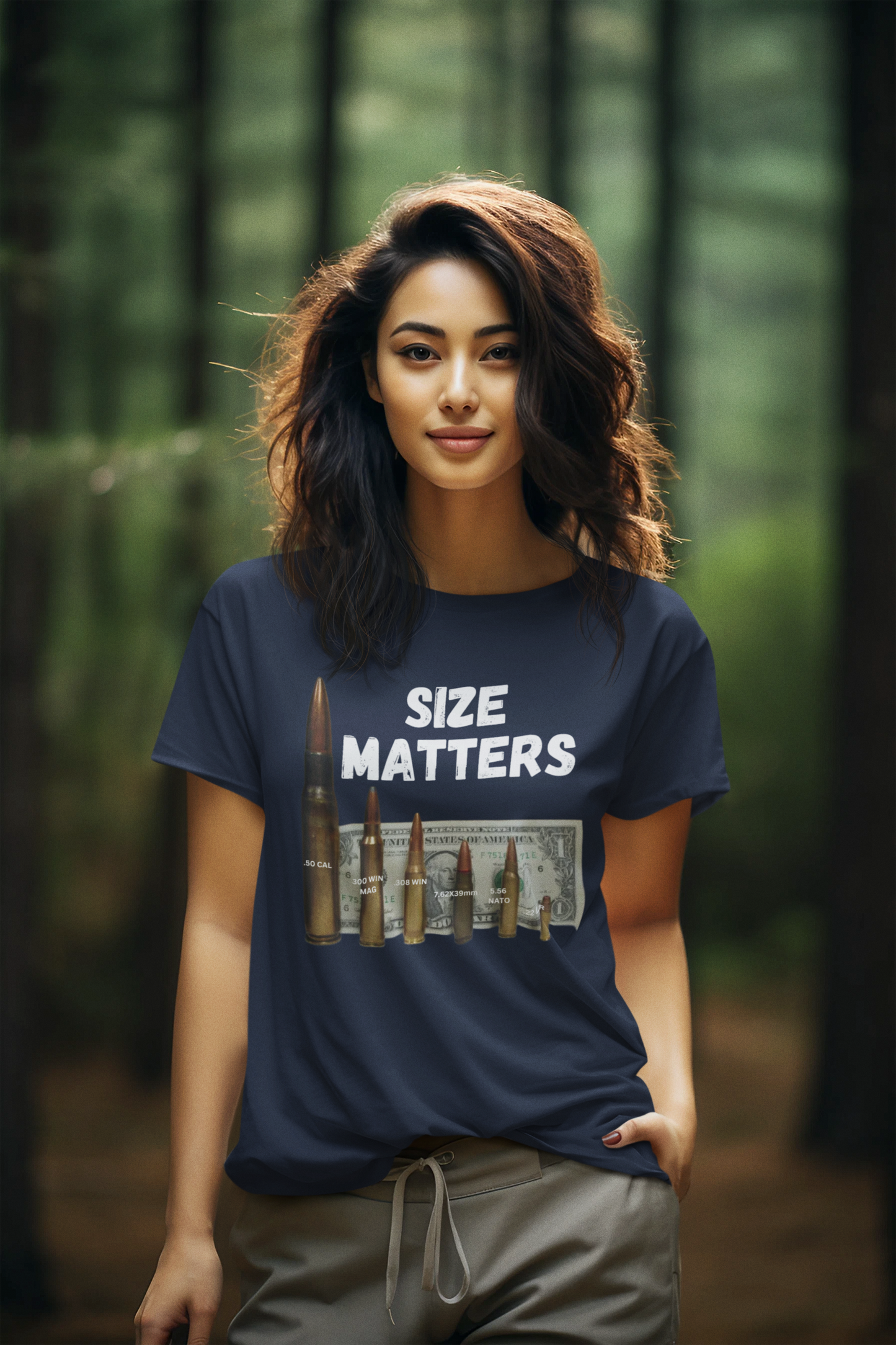 SIZE MATTERS Semi-Fitted Patriotic T-Shirt (S-3XL): Women's Gildan 5000L - FREE SHIPPING