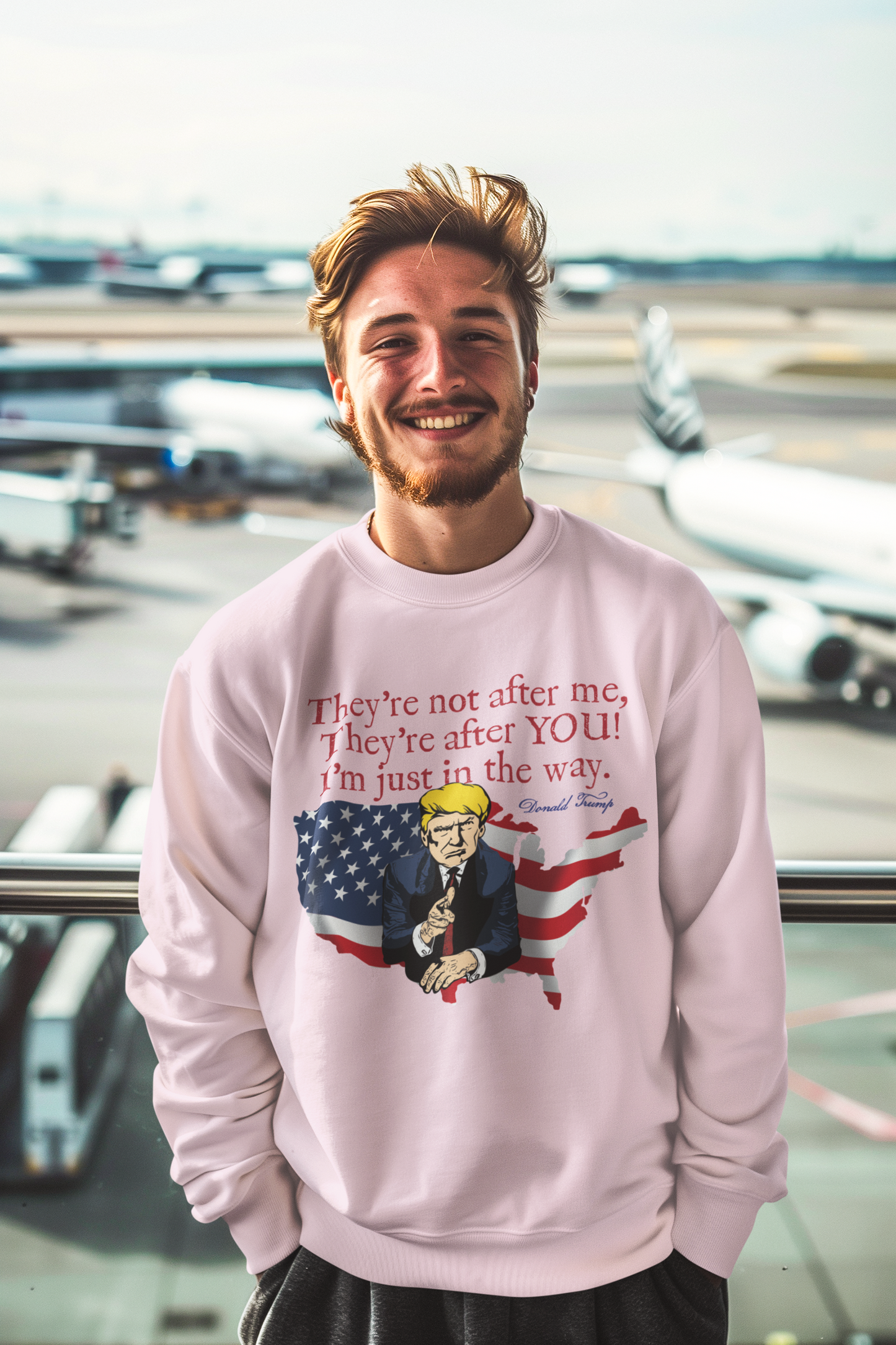 TRUMP - THEY'RE AFTER YOU Heavy Weight Patriotic Sweatshirt (S-5XL): Men's Gildan 18000 - FREE SHIPPING
