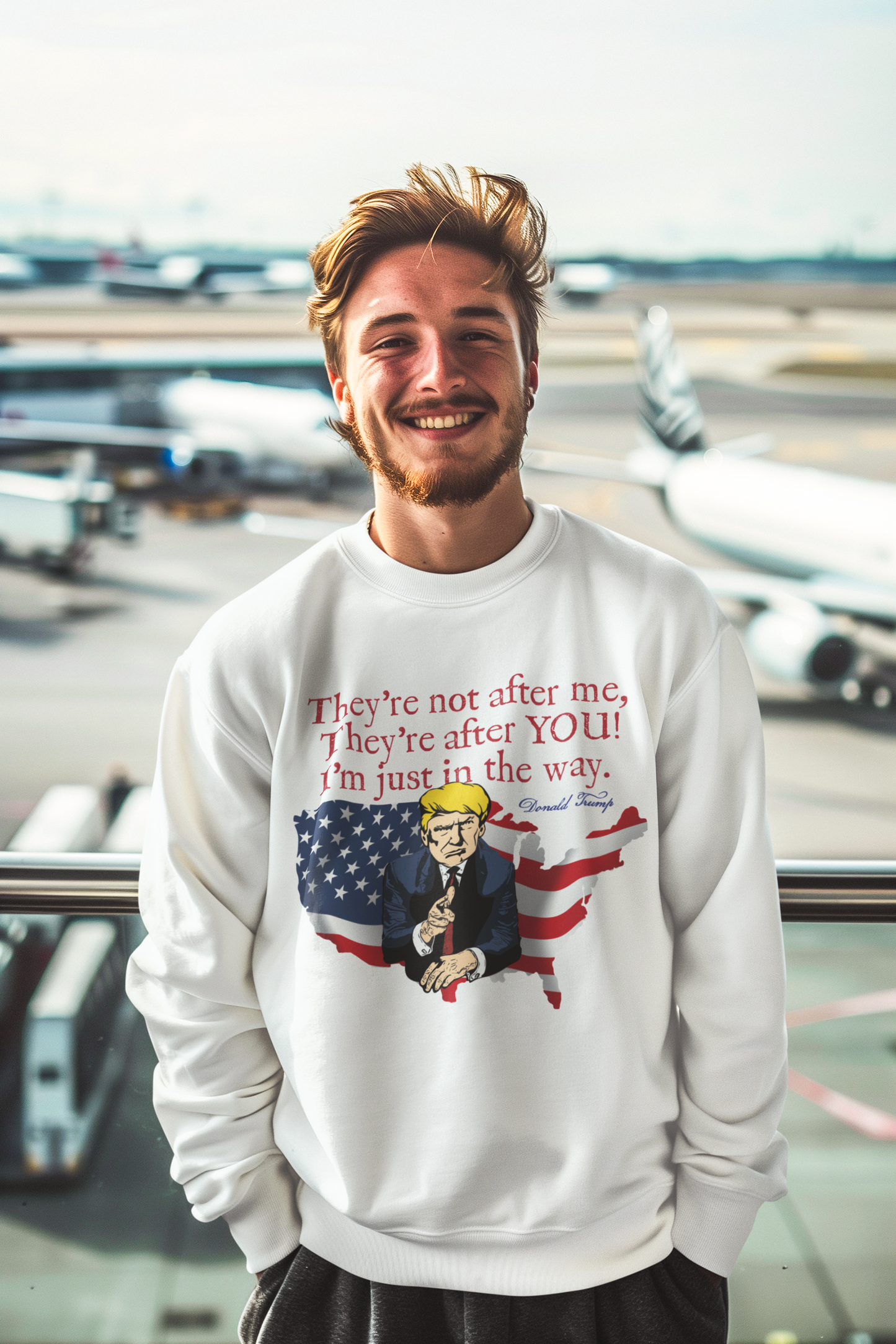 TRUMP - THEY'RE AFTER YOU Heavy Weight Patriotic Sweatshirt (S-5XL): Men's Gildan 18000 - FREE SHIPPING