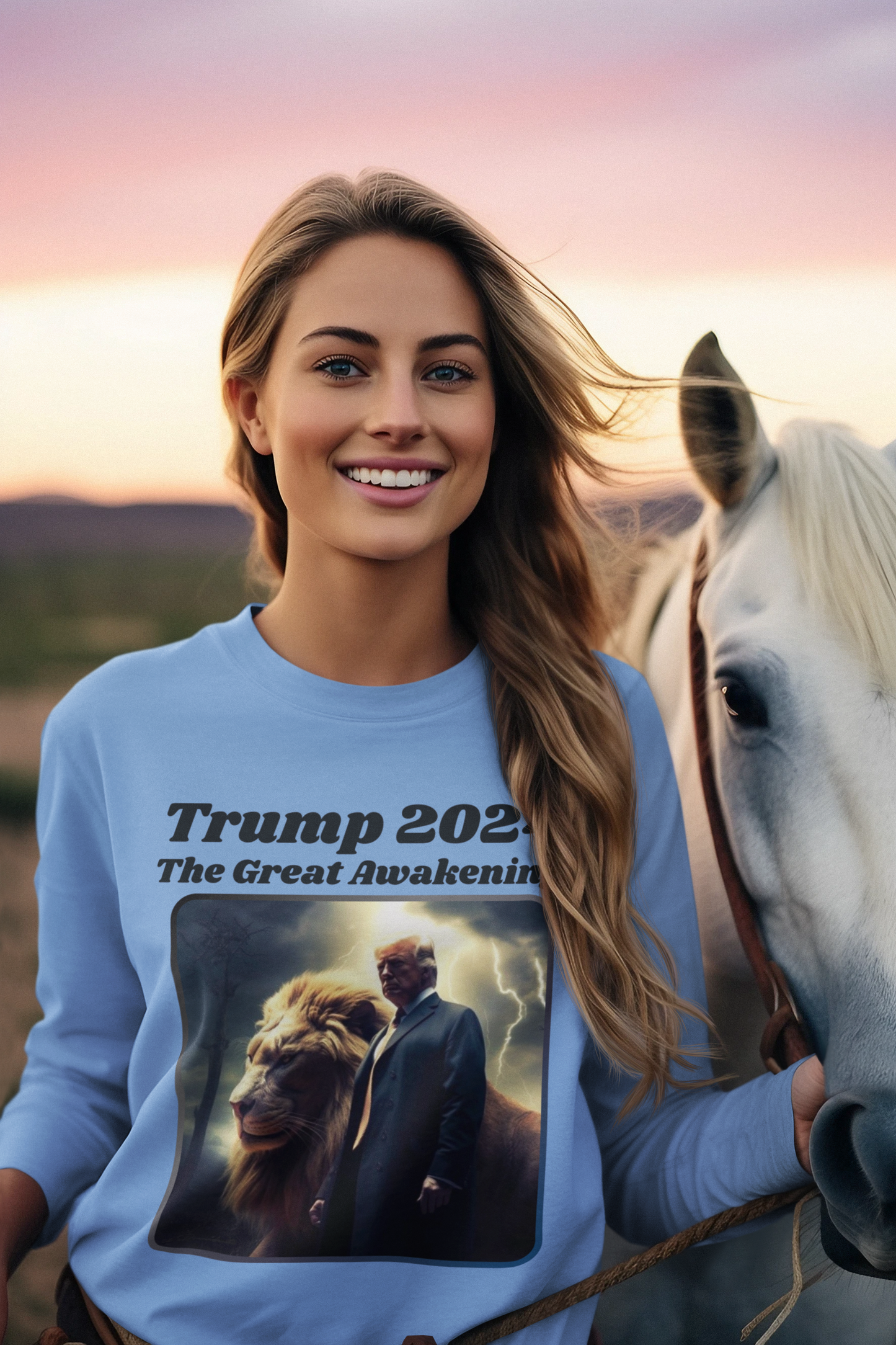 THE GREAT AWAKENING Heavy Weight Patriotic Long Sleeve T-Shirt (S-2XL): Women's Gildan 2400 - FREE SHIPPING