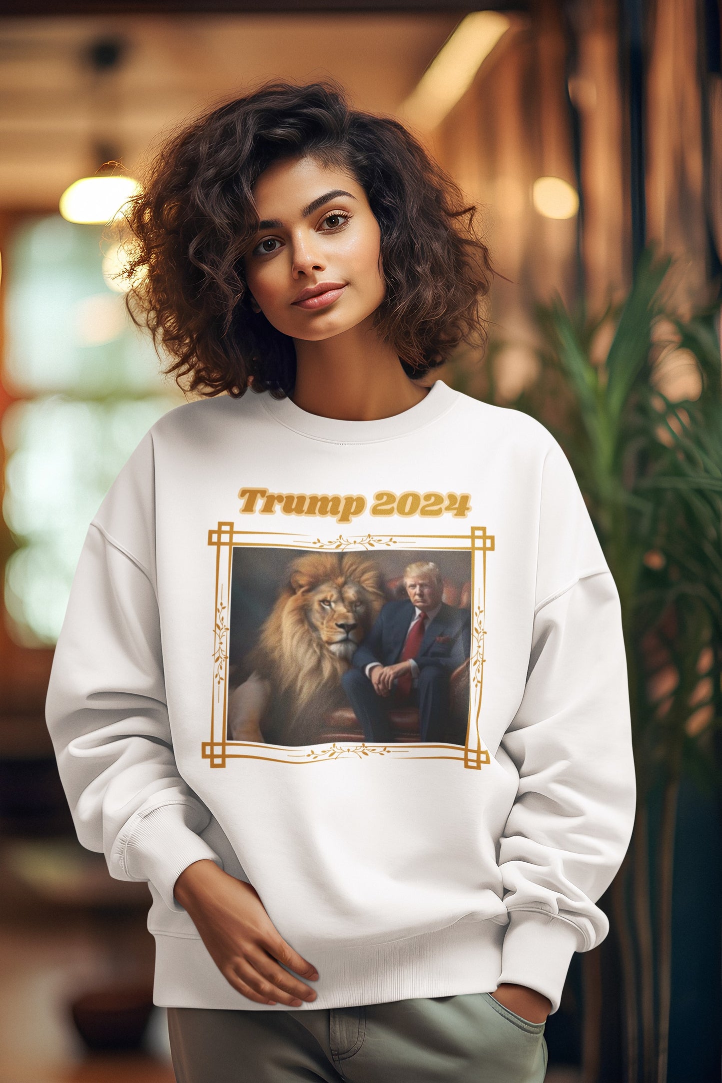 TRUMP 2024 Heavy Weight Patriotic Sweatshirt (S-5XL): Women's Gildan 18000 - FREE SHIPPING