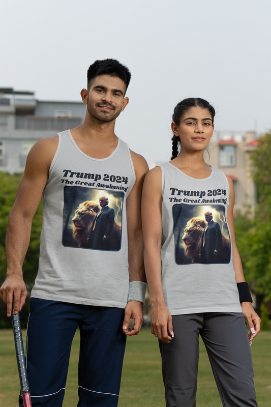 THE GREAT AWAKENING Trump Medium Weight Patriotic Tank Top (S-2XL): Men's & Women's 5200 - FREE SHIPPING