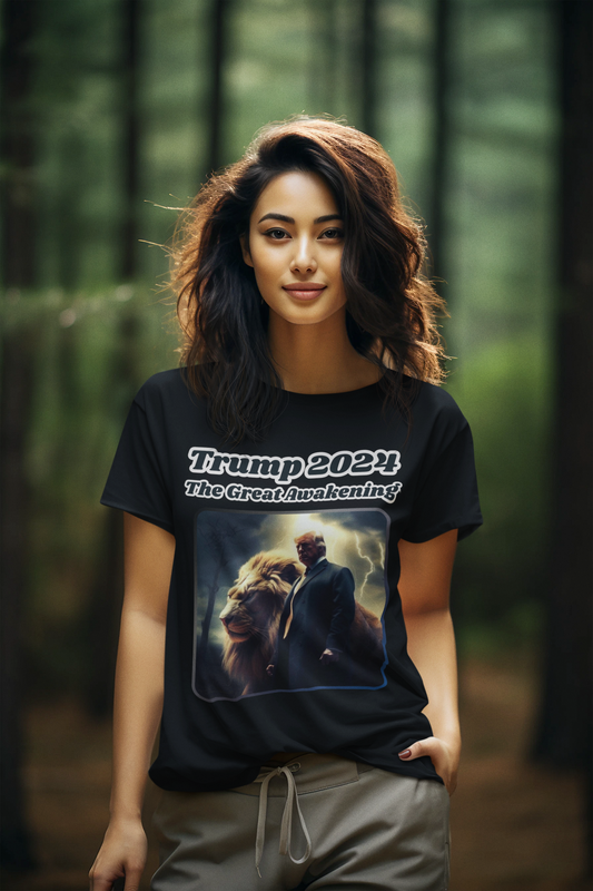 THE GREAT AWAKENING Semi-Fitted Patriotic T-Shirt (S-3XL): Women's Gildan 5000L - FREE SHIPPING