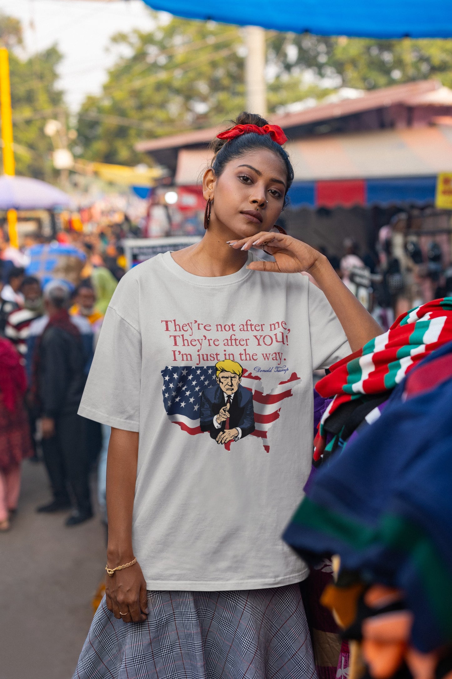 . THEY'RE AFTER YOU Plus Size Heavy Weight Patriotic T-Shirt (S-5XL): Women's Hanes Beefy-T® - FREE SHIPPING