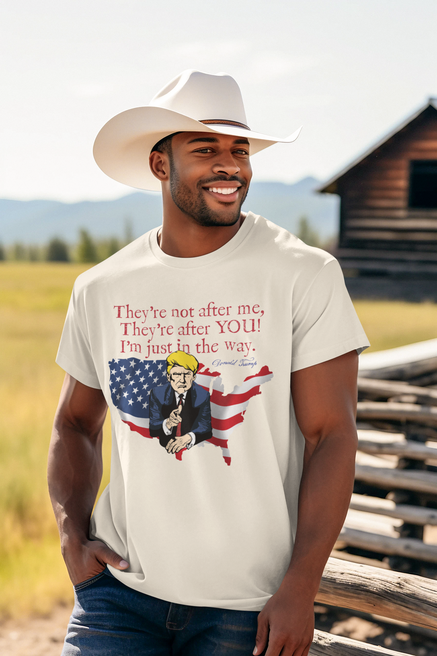 TRUMP - THEY'RE AFTER YOU Patriotic T-Shirt (S-5XL): Men's Medium Weight Gildan 5000 - FREE SHIPPING