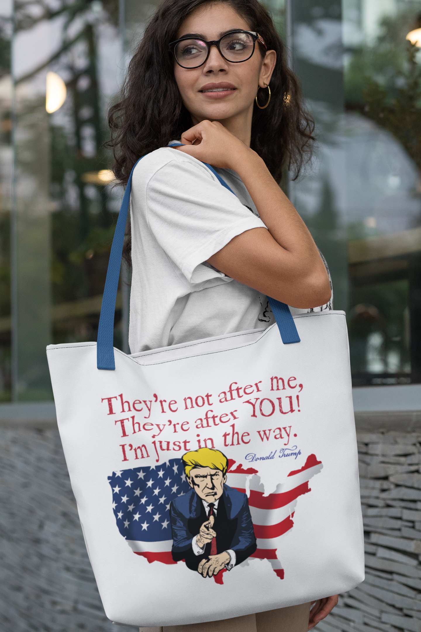 THEY'RE AFTER YOU Trump Patriotic 100% Polyester Tote Bag (3 sizes) - FREE SHIPPING
