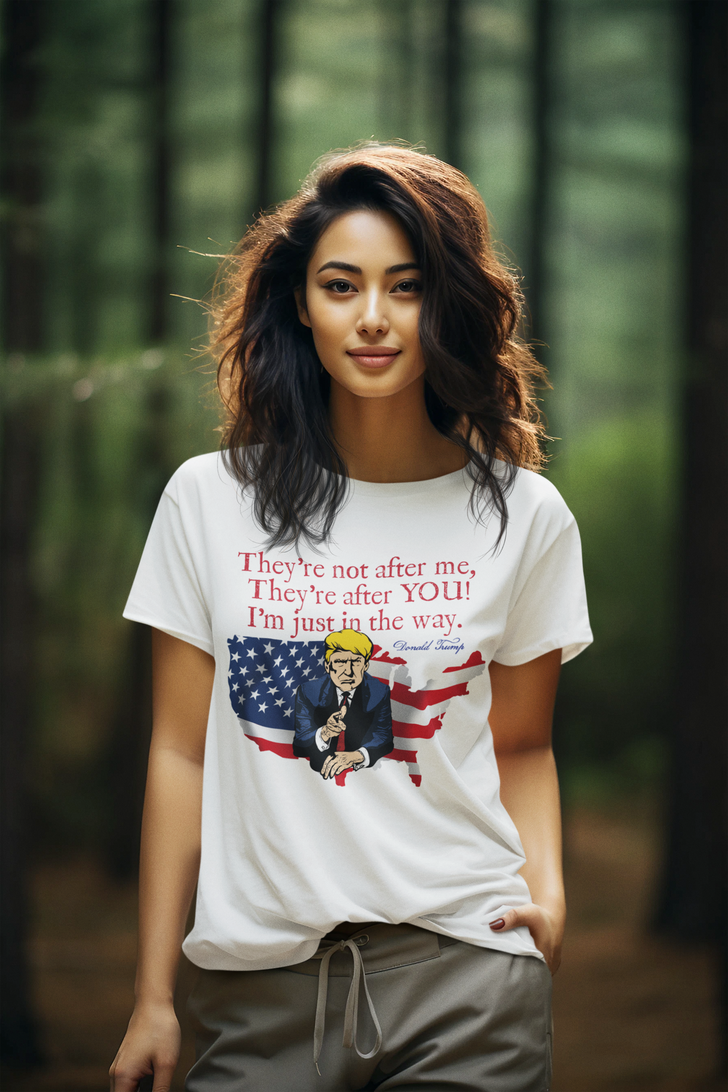 TRUMP - THEY'RE AFTER YOU Semi-Fitted Patriotic T-Shirt (S-3XL): Women's Gildan 5000L - FREE SHIPPING