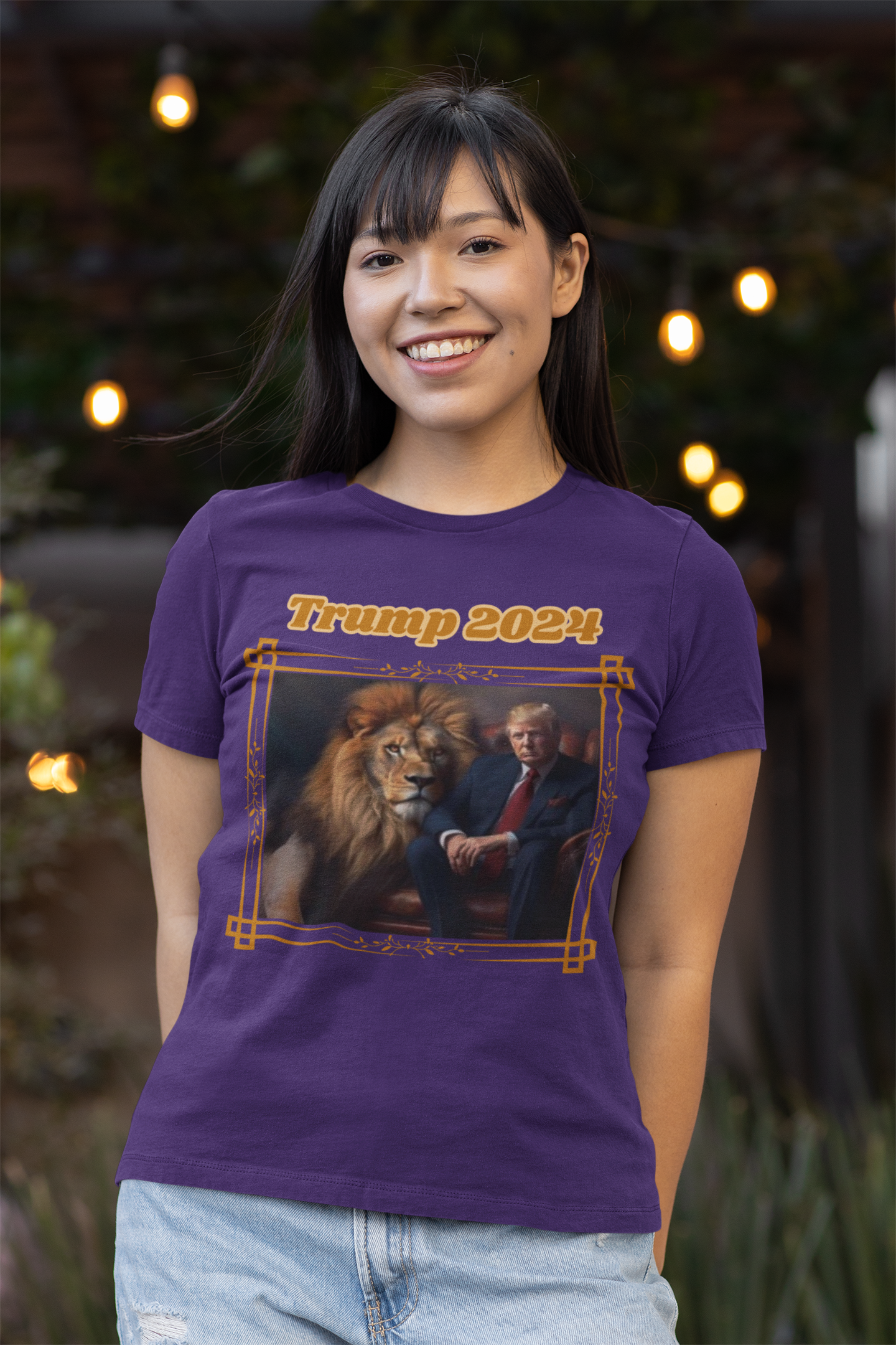 TRUMP 2024 Fitted Patriotic T-Shirt (S-2XL): Women's Bella+Canvas 6004 - FREE SHIPPING