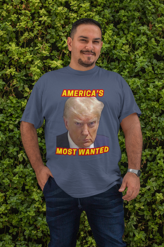 . TRUMP MUG SHOT Plus Size Heavy Weight Patriotic T-Shirt (S-5XL): Men's Hanes Beefy-T® - FREE SHIPPING