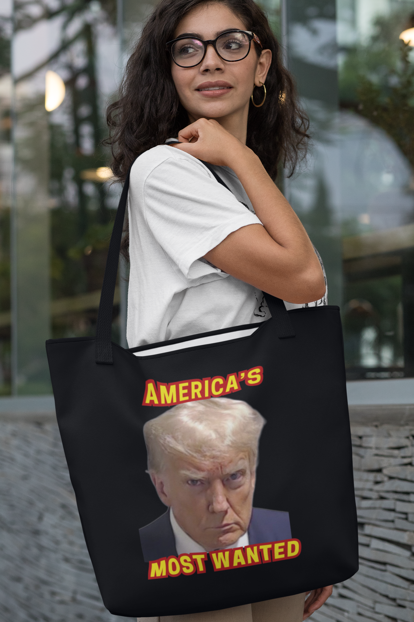 TRUMP MUG SHOT Patriotic 100% Polyester Tote Bag (3 sizes) - FREE SHIPPING