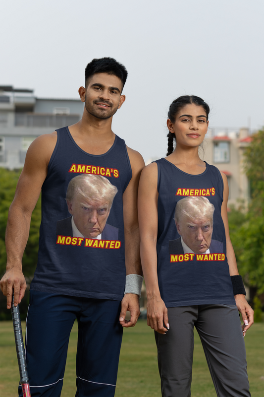 TRUMP MUG SHOT Medium Weight Patriotic Tank Top (S-2XL): Men's & Women's 5200 - FREE SHIPPING