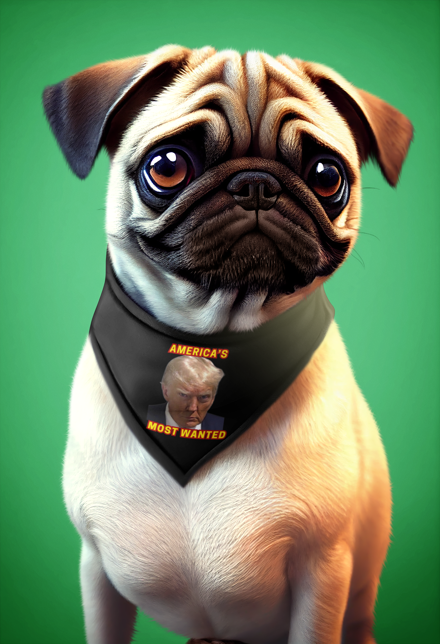 TRUMP MUG SHOT Small Dog Bandana (Collar Size 10-17" Weight 11-25lbs) - FREE SHIPPING