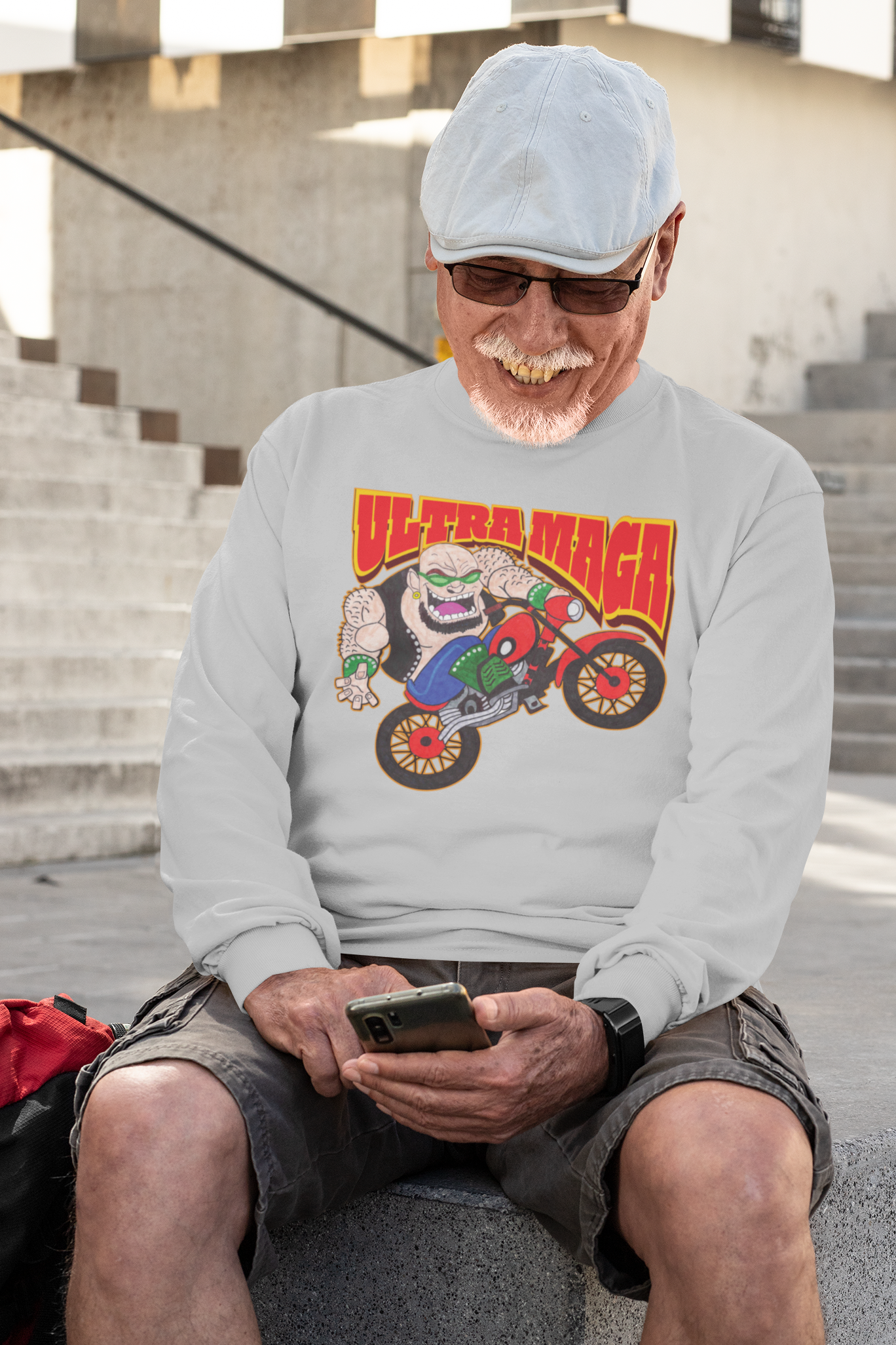. ULTRA MAGA Heavy Weight Patriotic Biker Long Sleeve T-Shirt (S-2XL): Men's Gildan 2400 - FREE SHIPPING