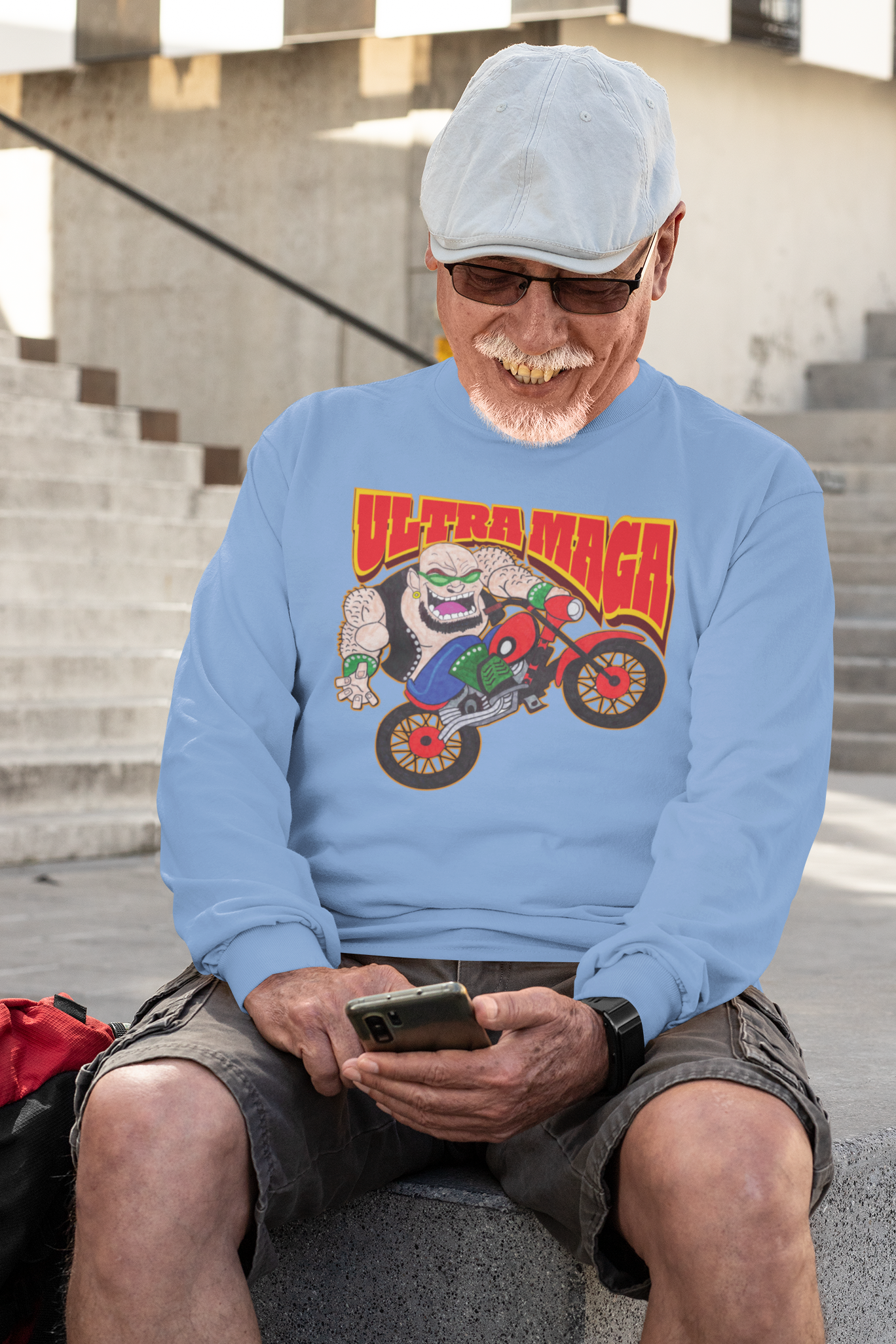 . ULTRA MAGA Heavy Weight Patriotic Biker Long Sleeve T-Shirt (S-2XL): Men's Gildan 2400 - FREE SHIPPING