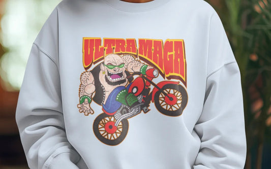 ULTRA MAGA Heavy Weight Patriotic Biker Sweatshirt (S-5XL): Women's Gildan 18000 - FREE SHIPPING