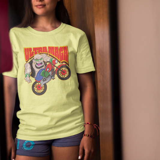 ULTRA MAGA Classic Patriotic Biker T-Shirt (S-5XL): Women's Medium Weight Gildan 5000 - FREE SHIPPING