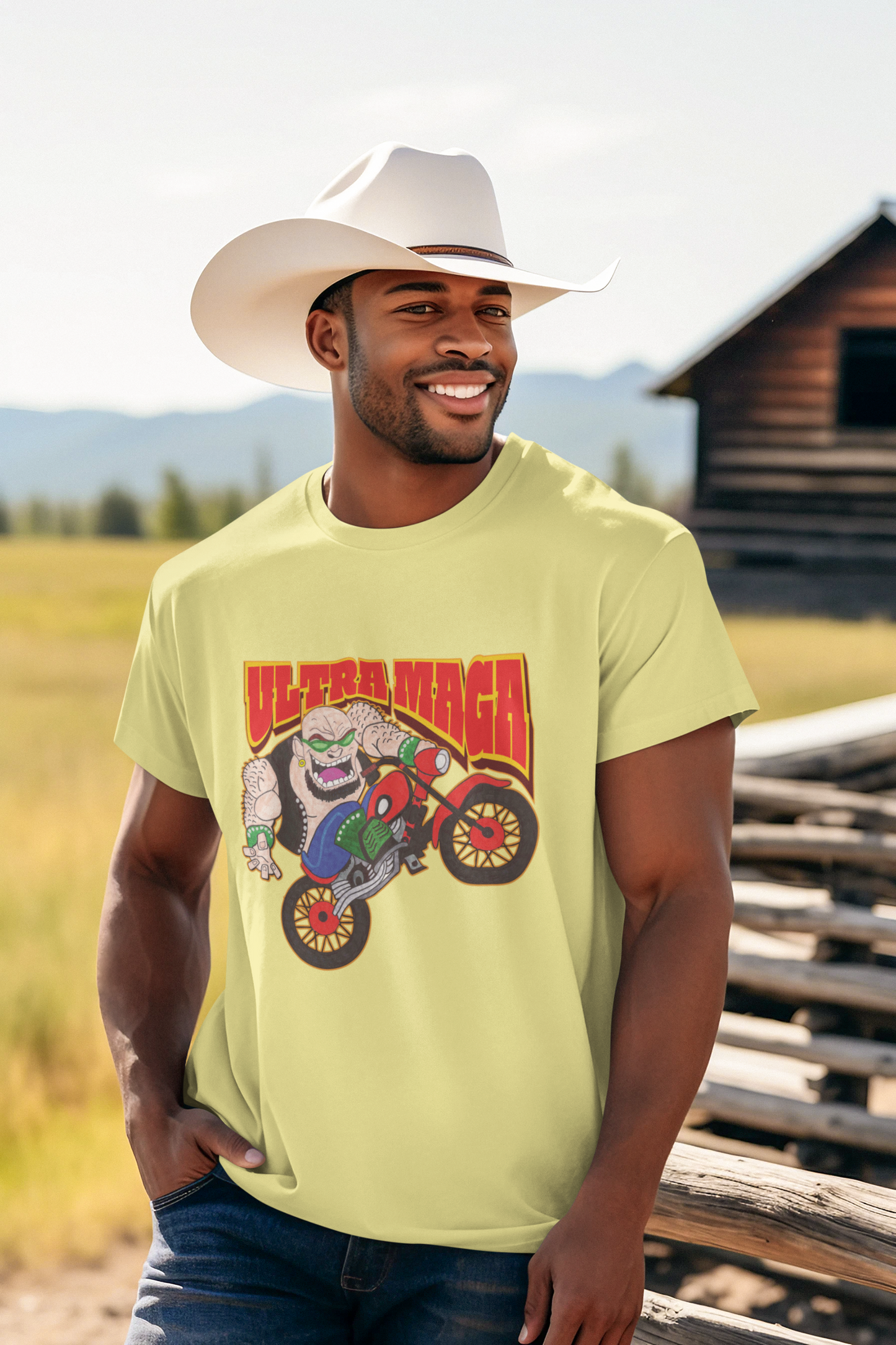 ULTRA MAGA Patriotic Biker T-Shirt (S-5XL): Men's Medium Weight Gildan 5000 - FREE SHIPPING