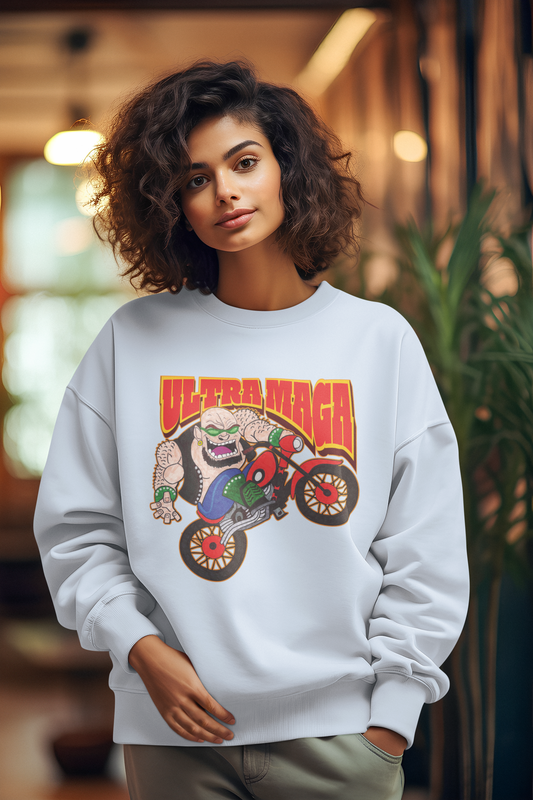 ULTRA MAGA Heavy Weight Patriotic Biker Sweatshirt (S-5XL): Women's Gildan 18000 - FREE SHIPPING