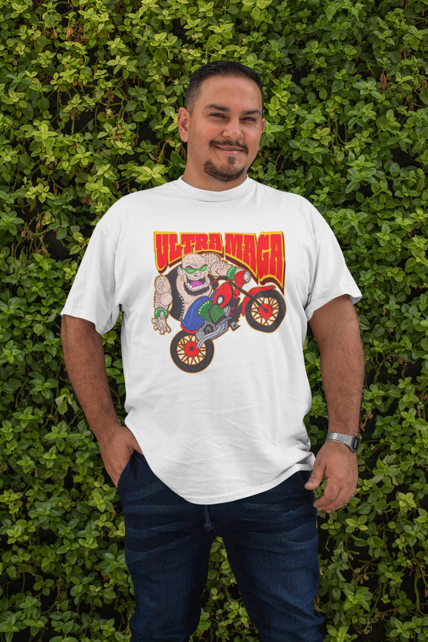 . ULTRA MAGA Plus Size Heavy Weight Patriotic Biker T-Shirt (S-5XL): Men's Hanes Beefy-T® - FREE SHIPPING