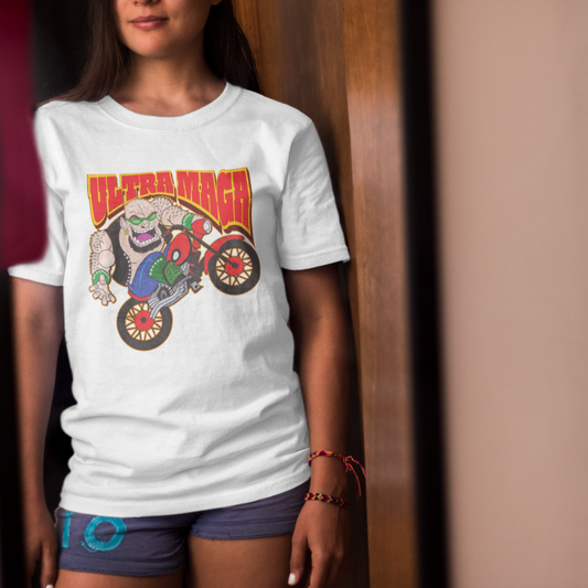 ULTRA MAGA Classic Patriotic Biker T-Shirt (S-5XL): Women's Medium Weight Gildan 5000 - FREE SHIPPING