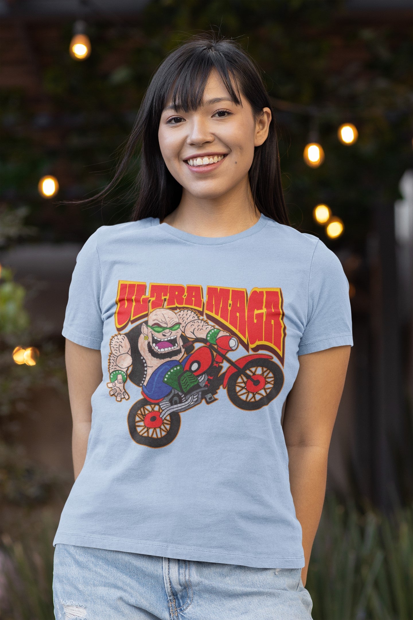 ULTRA MAGA Fitted Patriotic Biker T-Shirt (S-2XL): Women's Bella+Canvas 6004 - FREE SHIPPING