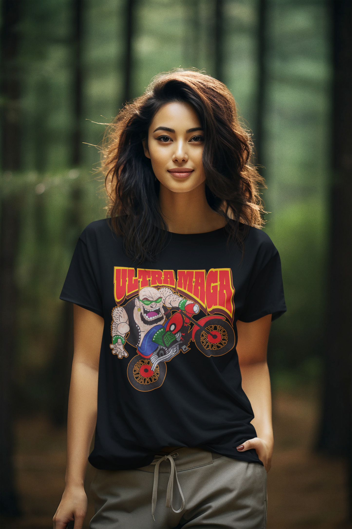 ULTRA MAGA Semi-Fitted Patriotic Biker T-Shirt (S-3XL): Women's Gildan 5000L - FREE SHIPPING