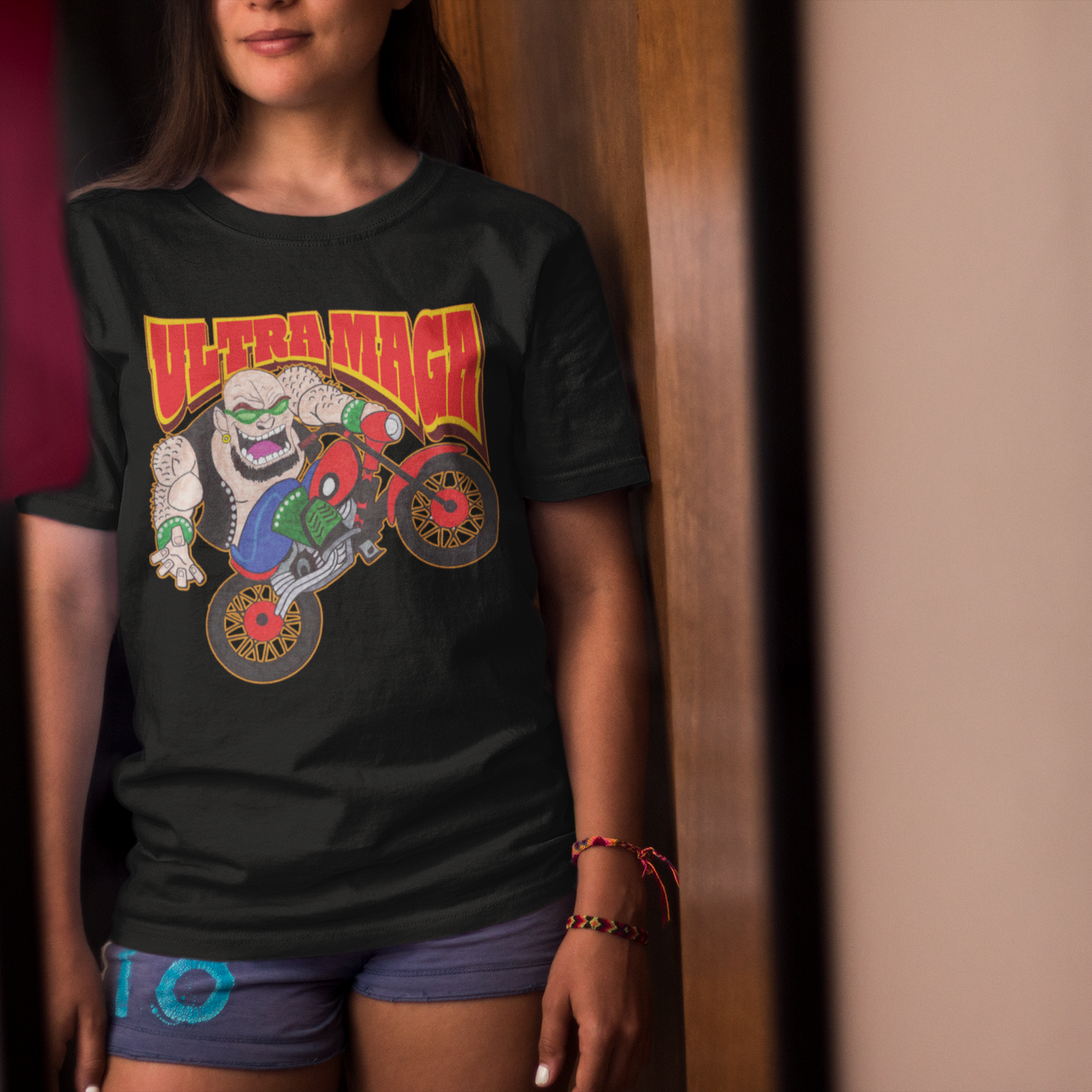 ULTRA MAGA Classic Patriotic Biker T-Shirt (S-5XL): Women's Medium Weight Gildan 5000 - FREE SHIPPING