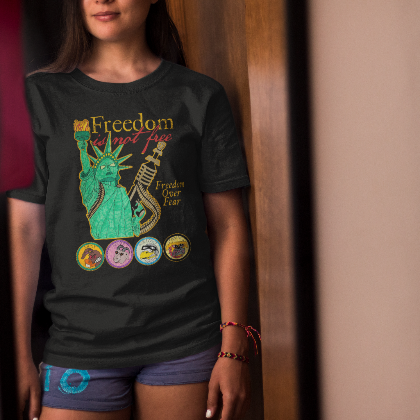 FREEDOM IS NOT FREE Classic Patriotic Military T-Shirt (S-5XL): Women's Medium Weight Gildan 5000 - FREE SHIPPING