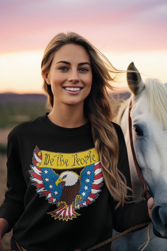 WE THE PEOPLE Heavy Weight Patriotic Long Sleeve T-Shirt (S-2XL): Women's Gildan 2400 - FREE SHIPPING