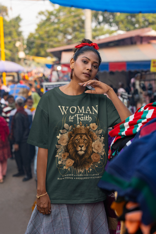 . WOMAN OF FAITH Plus Size Heavy Weight Christian T-Shirt (S-5XL): Women's Hanes Beefy-T® - FREE SHIPPING