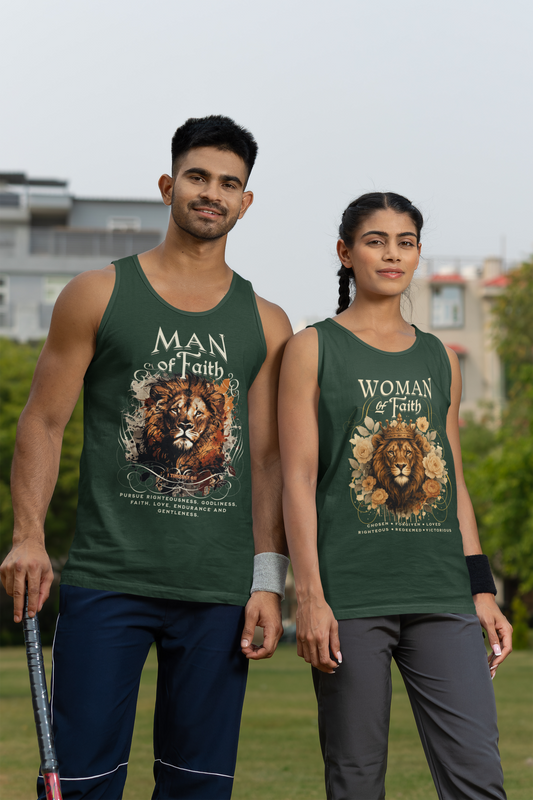 WOMAN OF FAITH Medium Weight Patriotic Military Tank Top (S-2XL): Men's & Women's 5200 - FREE SHIPPING