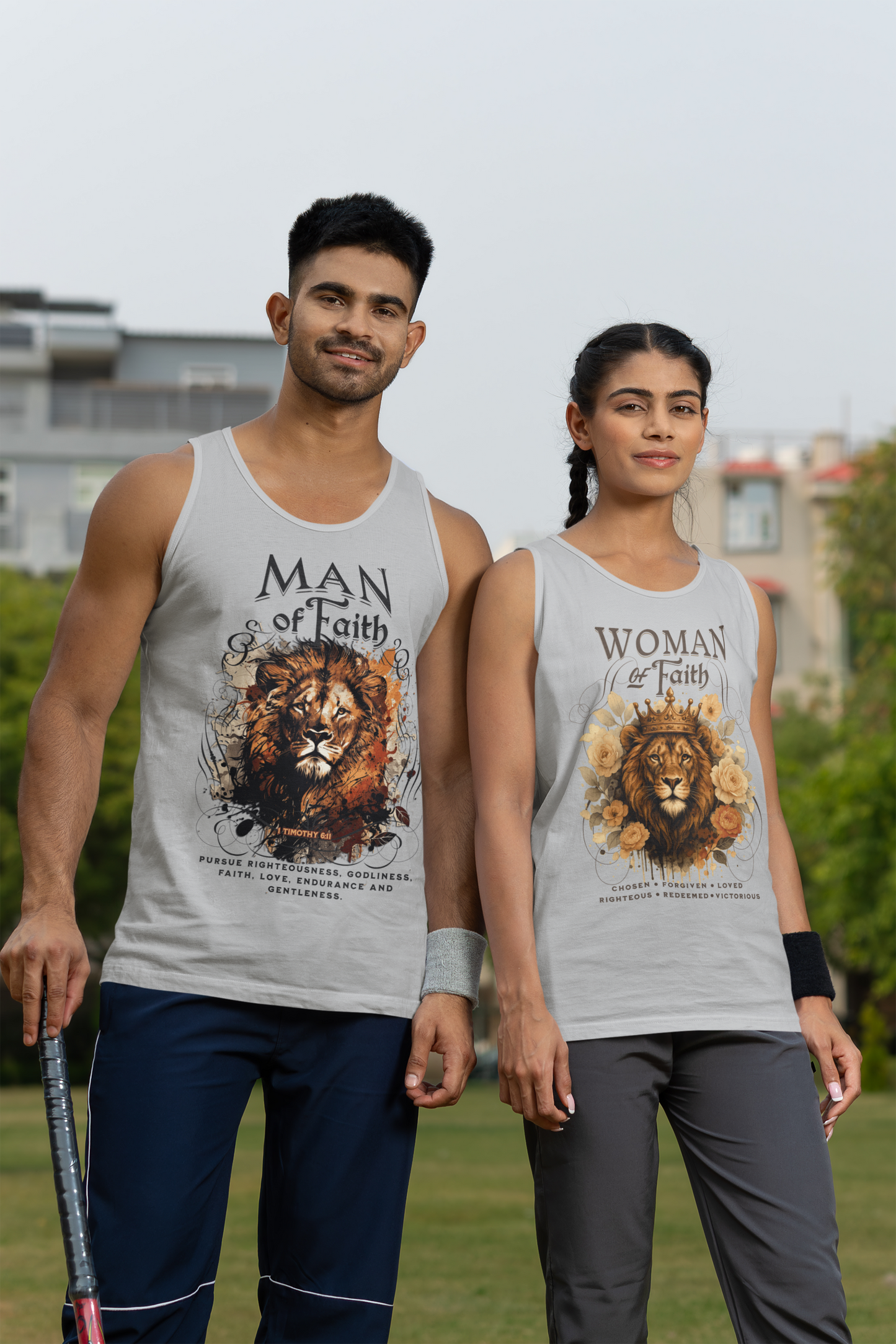 WOMAN OF FAITH Medium Weight Patriotic Military Tank Top (S-2XL): Men's & Women's 5200 - FREE SHIPPING