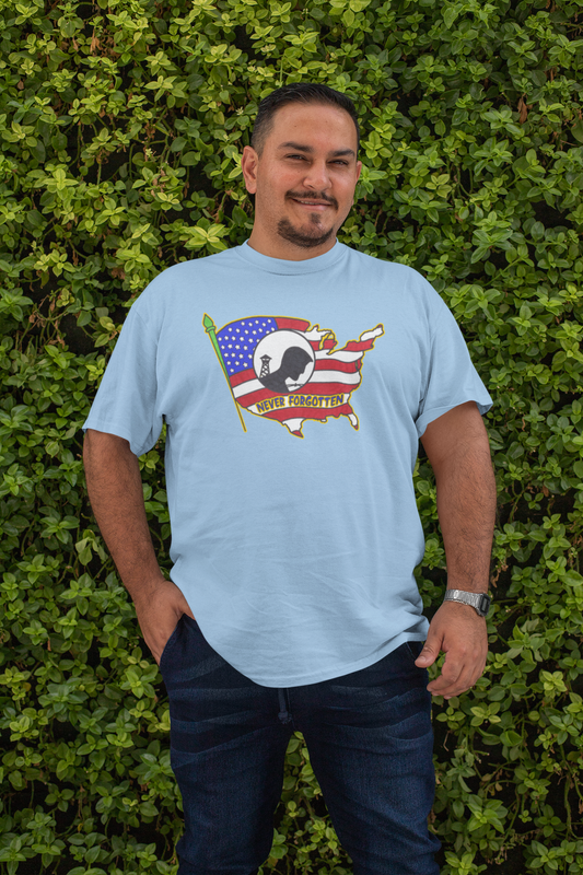 . NEVER FORGOTTEN Plus Size Heavy Weight Patriotic Military T-Shirt (S-5XL): Men's Hanes Beefy-T® - FREE SHIPPING