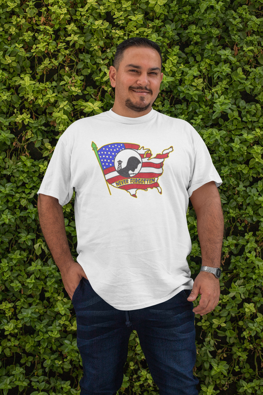 . NEVER FORGOTTEN Plus Size Heavy Weight Patriotic Military T-Shirt (S-5XL): Men's Hanes Beefy-T® - FREE SHIPPING