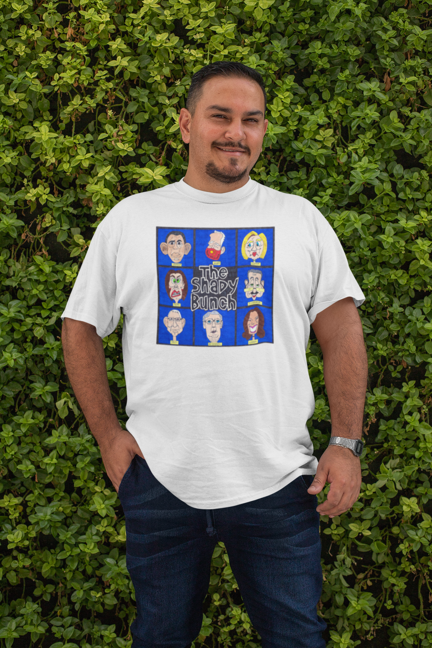 . THE SHADY BUNCH Plus Size Heavy Weight Patriotic T-Shirt (S-5XL): Men's Hanes Beefy-T® - FREE SHIPPING