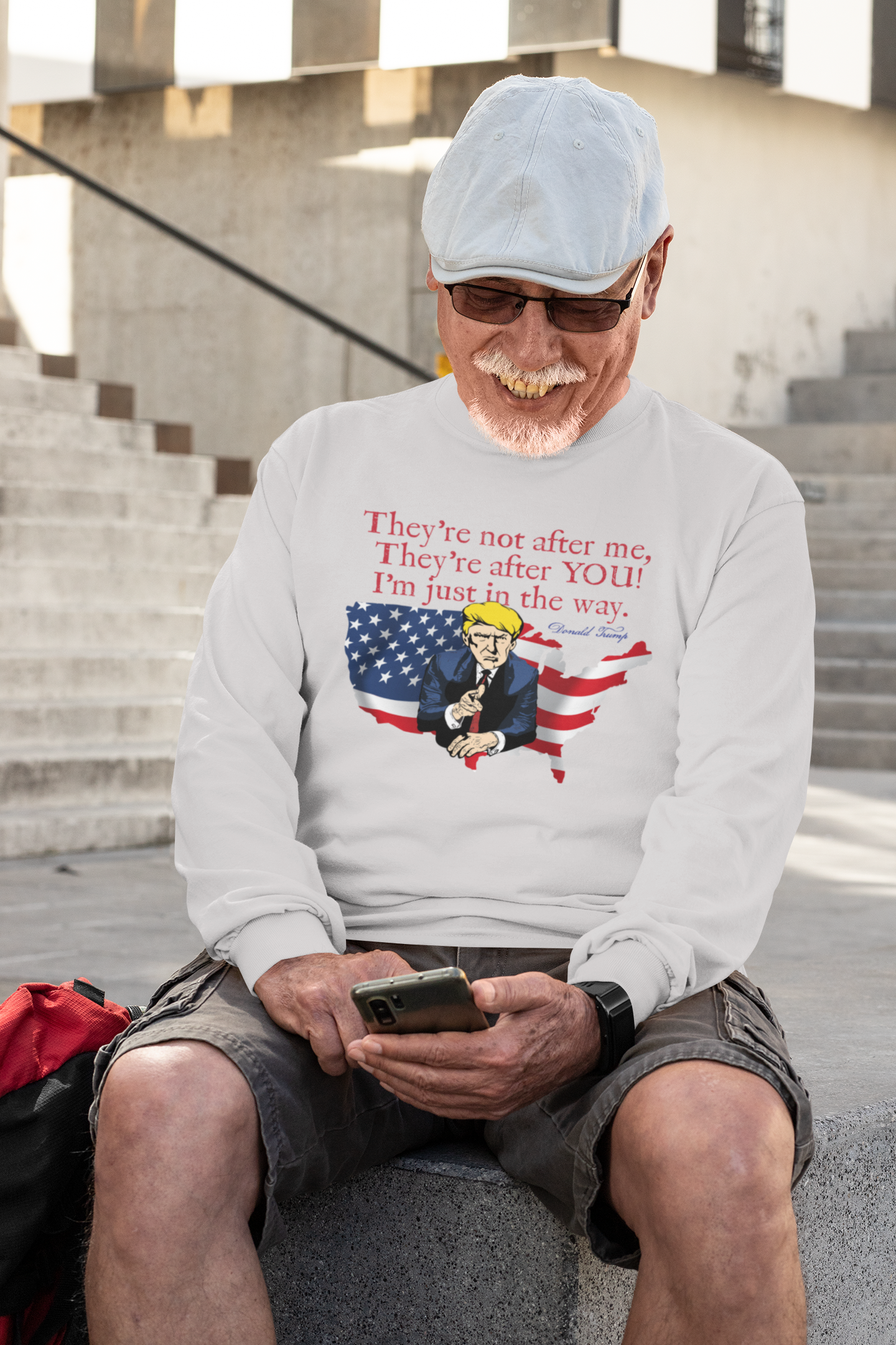 . TRUMP Heavy Weight Patriotic Long Sleeve T-Shirt (S-2XL): Men's Gildan 2400 - FREE SHIPPING