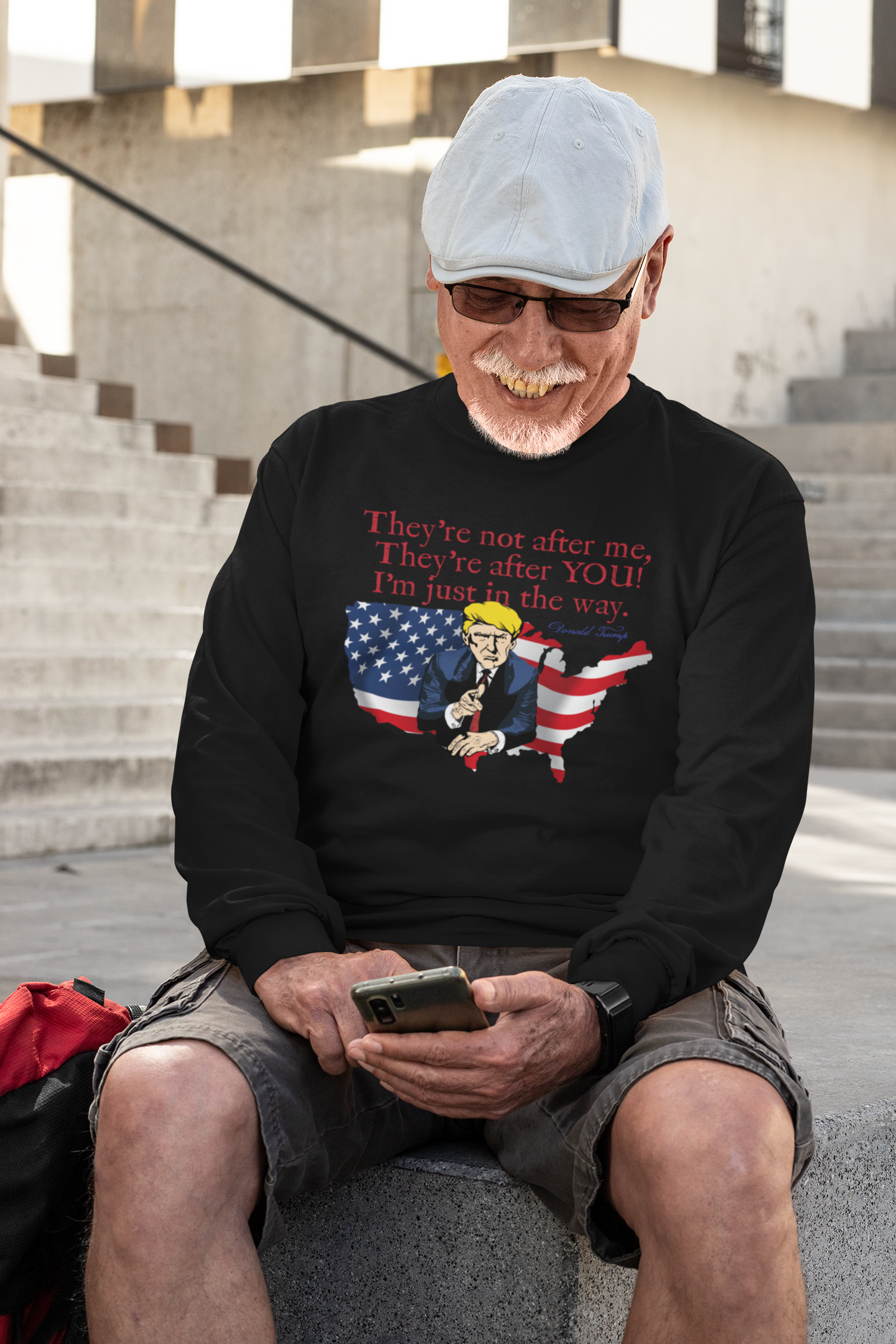 . TRUMP Heavy Weight Patriotic Long Sleeve T-Shirt (S-2XL): Men's Gildan 2400 - FREE SHIPPING